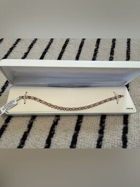 Rose Gold Heart Link Sterling Silver Bracelet